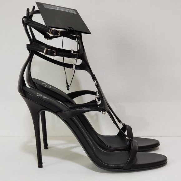 Brand New Giuseppe Zanotti Black Mistico Strappy Heels SZ 39 1/2 - Picture 2 of 6